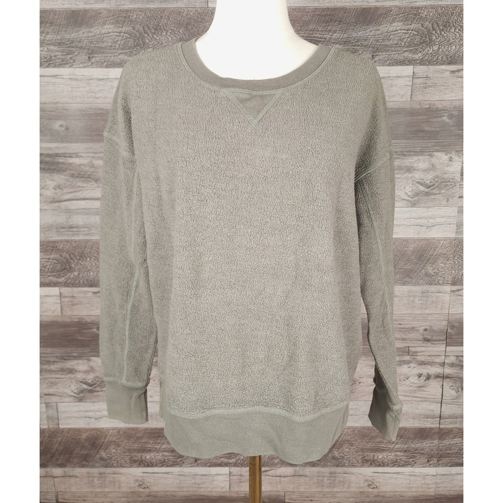 American Eagle Outfitters Textured Fleece Sweatshirt Sage Green Small Pullover